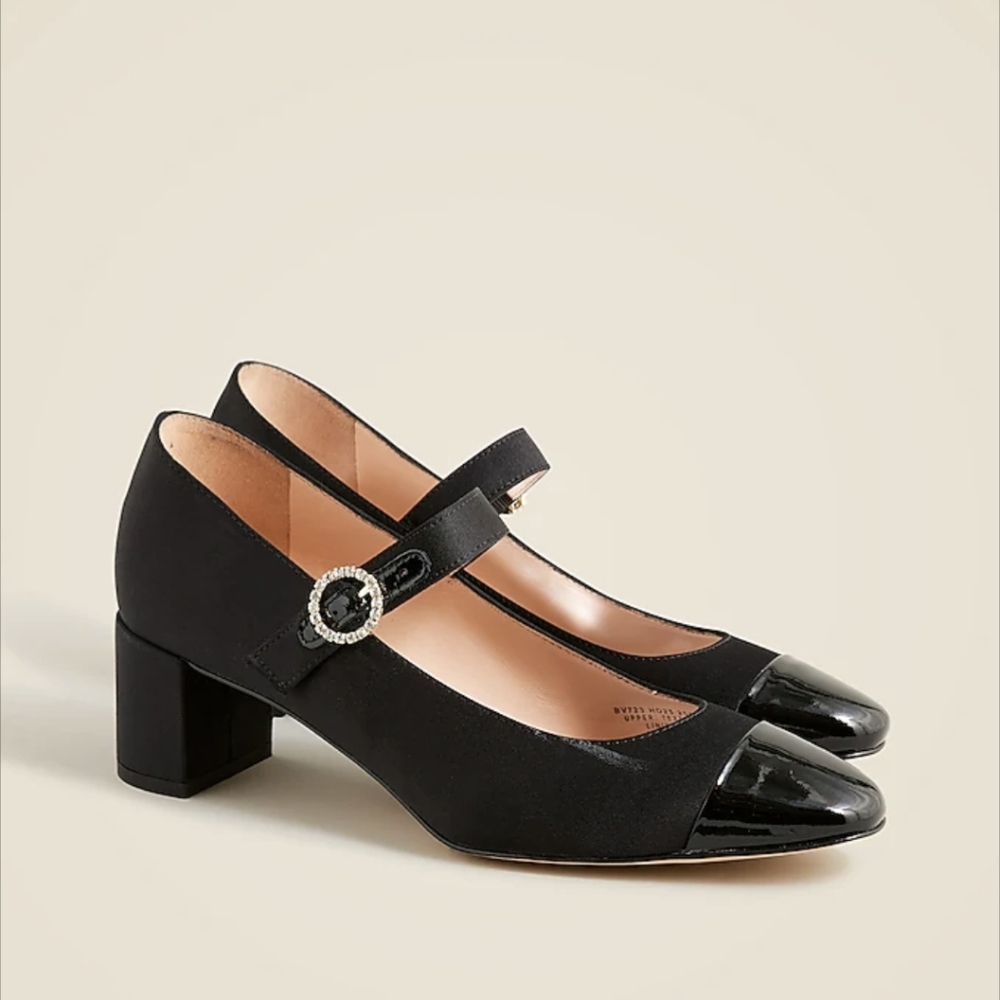 J. Crew Millie Mary Jane Heels in Satin and Leather Size 6 NWT